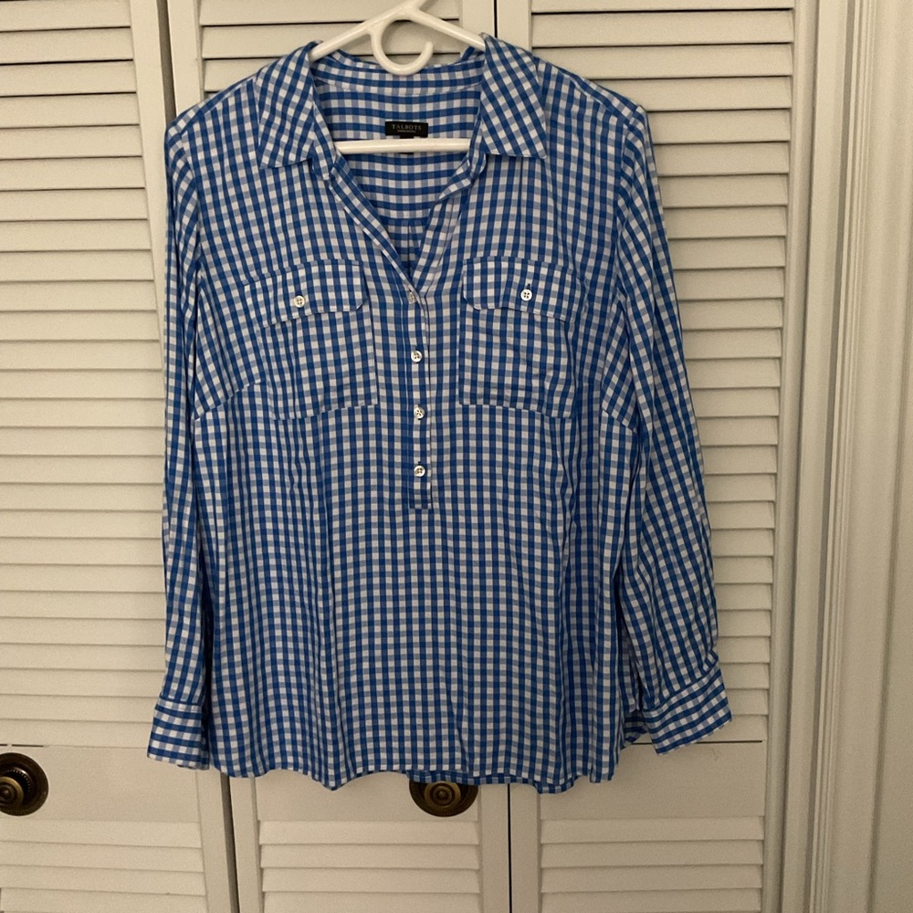 Talbots Blue Gingham Blouse